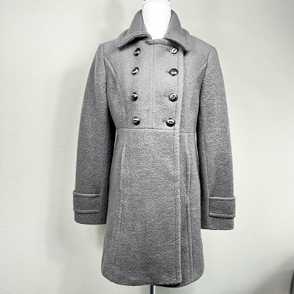 Kenneth Cole Women’s Wool Blend Double Breasted‎ Coat Gray Size 8 Thigh Length